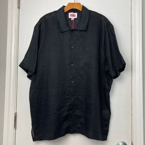 Solid & Striped Men’s 100% Linen Cabana Black Short Sleeve Button‎ Down Shirt XL